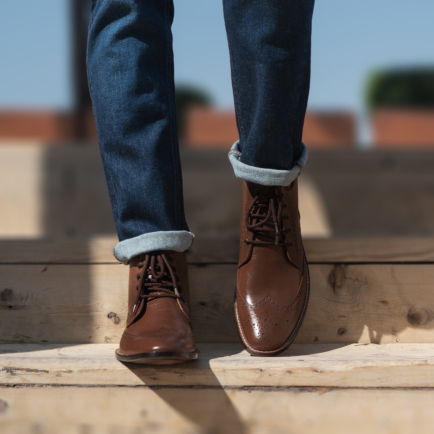Duster Brogues Derby Brown Leather Boots