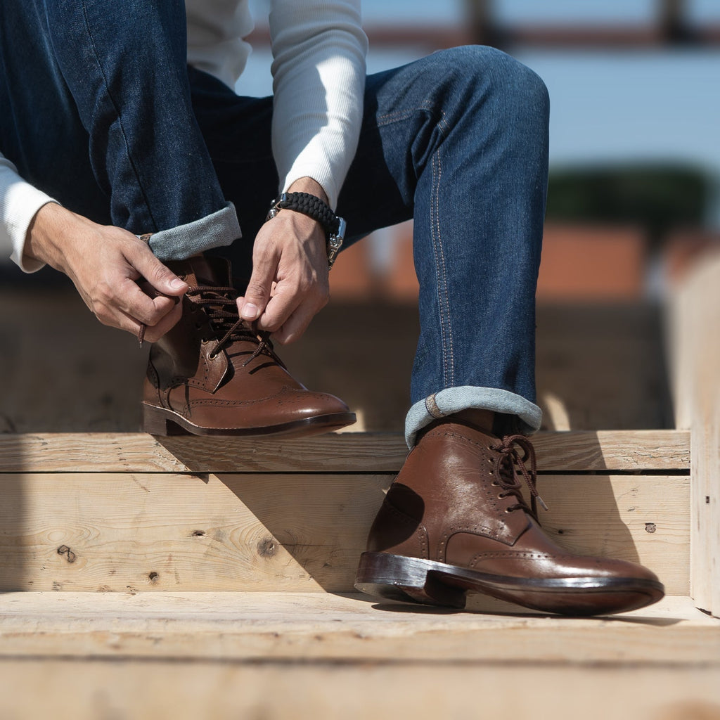 Duster Brogues Derby Brown Leather Boots