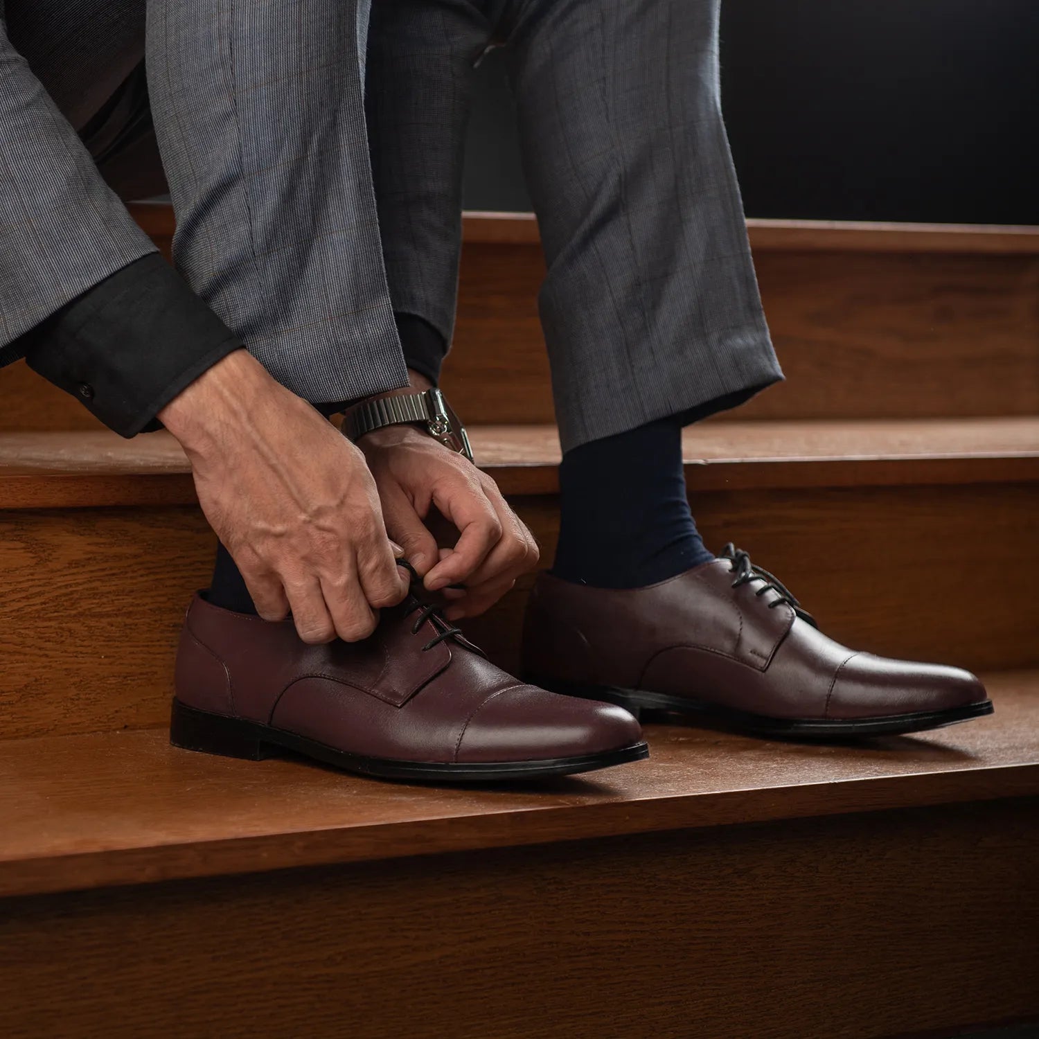 Attorney Derby Maroon Leather Shoes