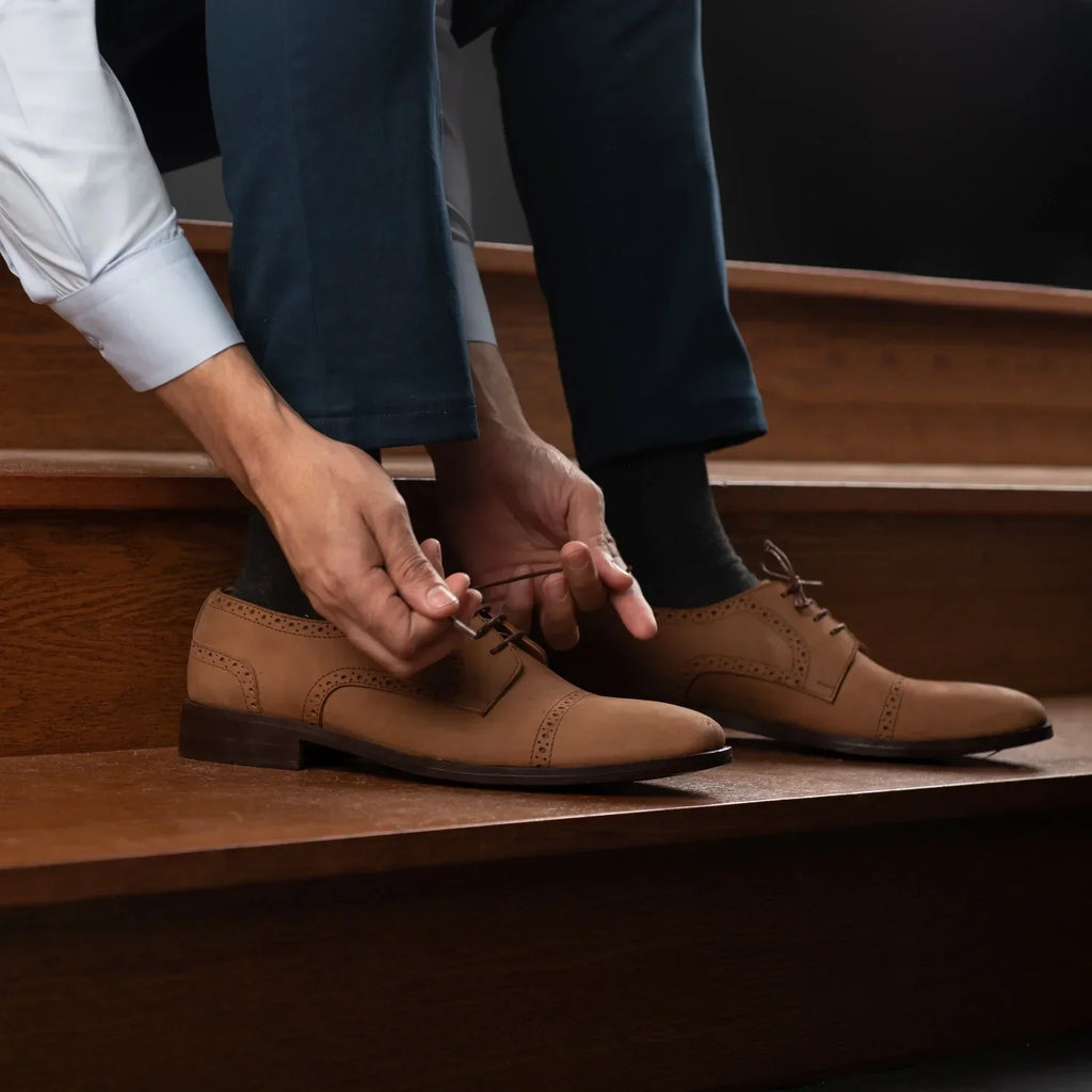 Dirk Brogues Derby Brown Nubuck Leather Shoes