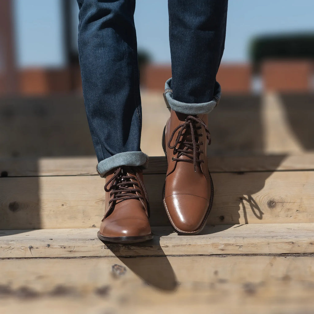 Knight Derby Tan Leather Boots