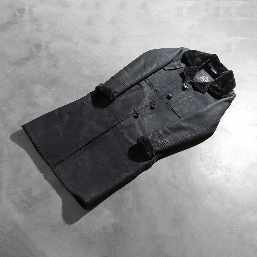 Alina Shearling Black Leather Coat