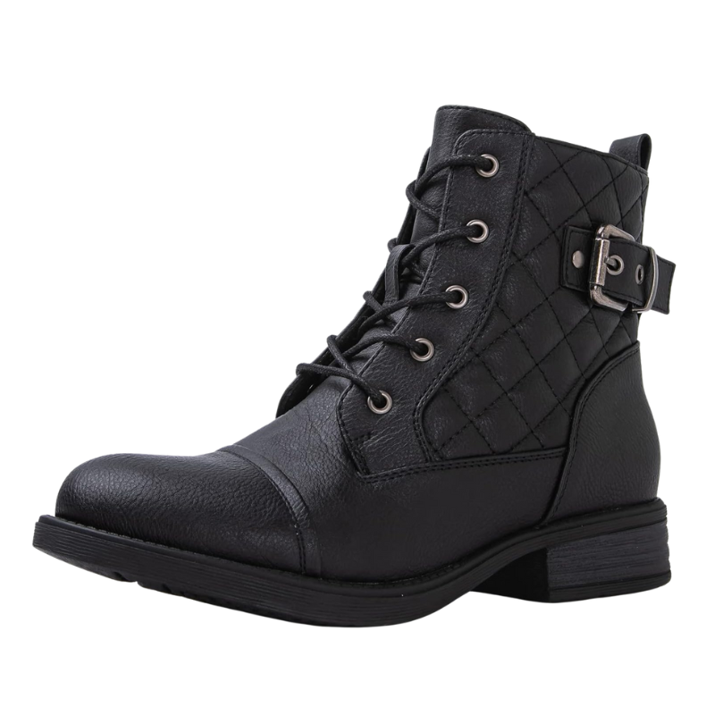 Black Women's Comfortable Combat Ankle Boots