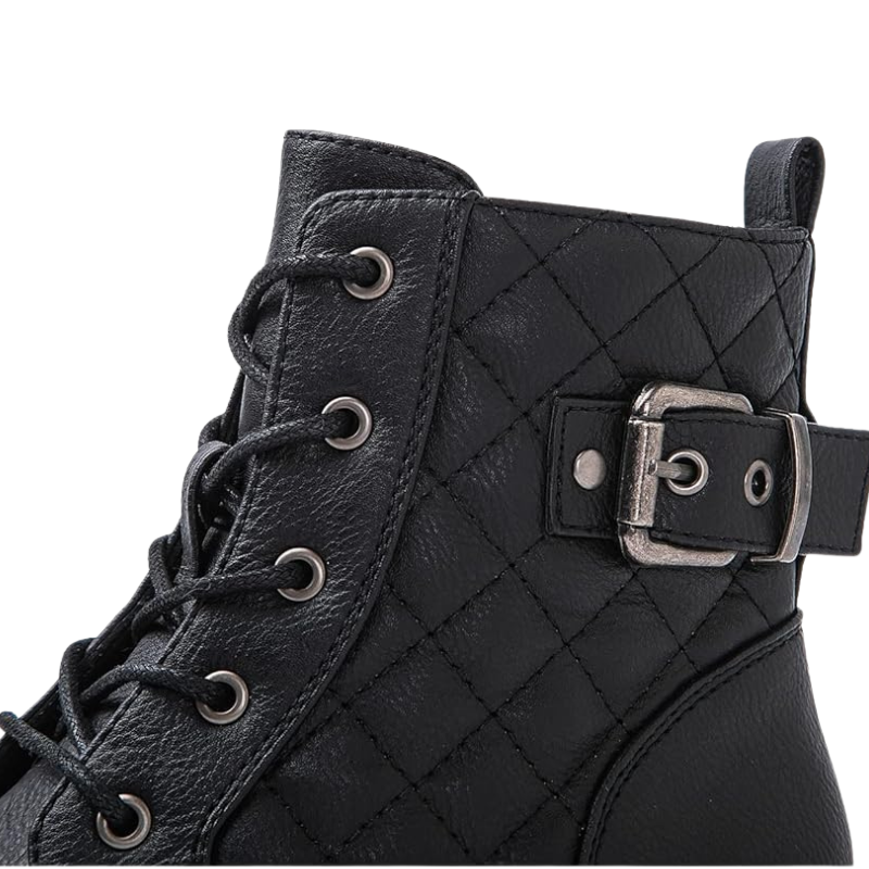 Black Women's Comfortable Combat Ankle Boots