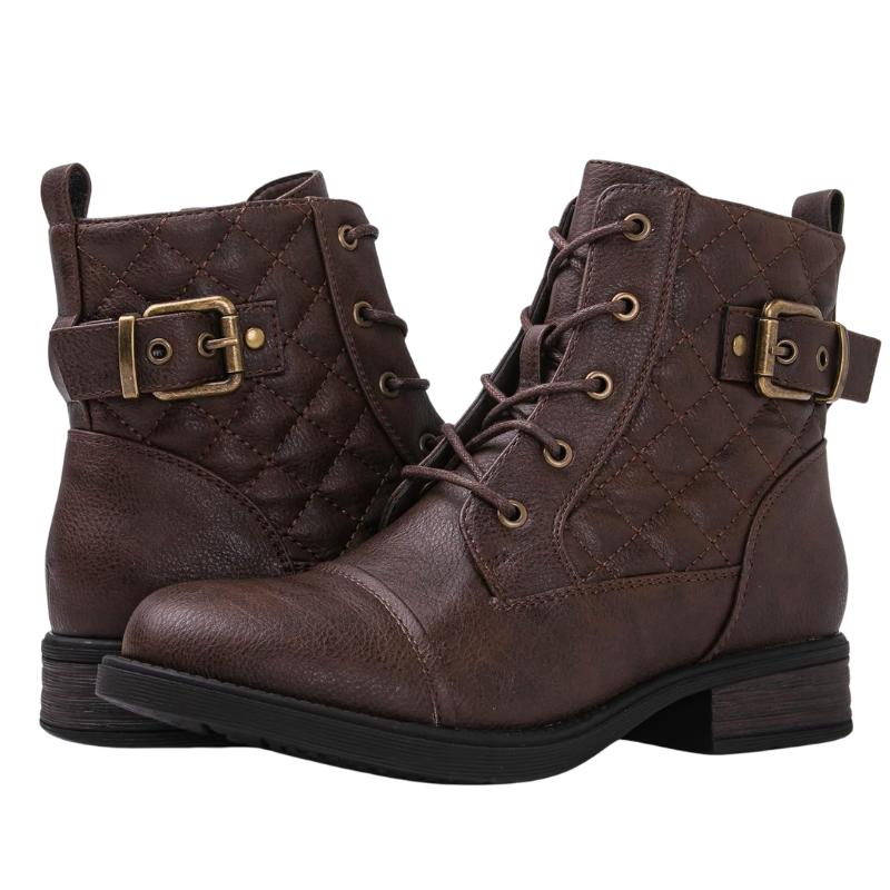 Brown Women's Comfortable Combat Ankle Boots