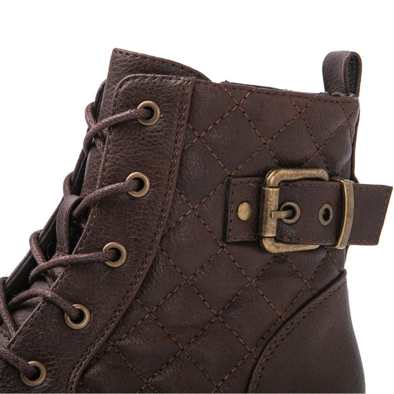 Brown Women's Comfortable Combat Ankle Boots