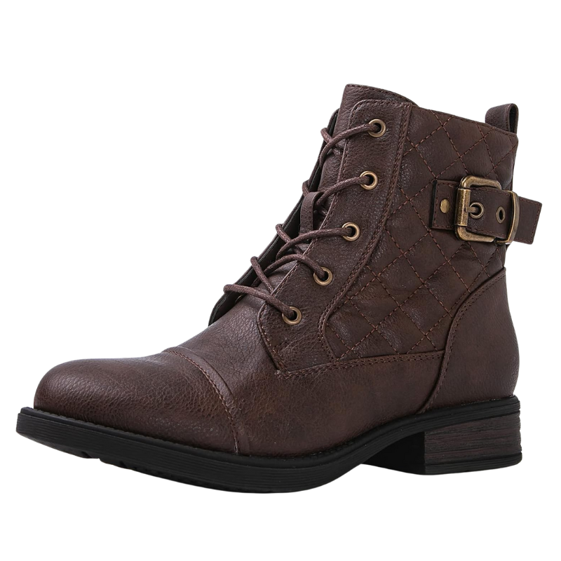 Brown Women's Comfortable Combat Ankle Boots