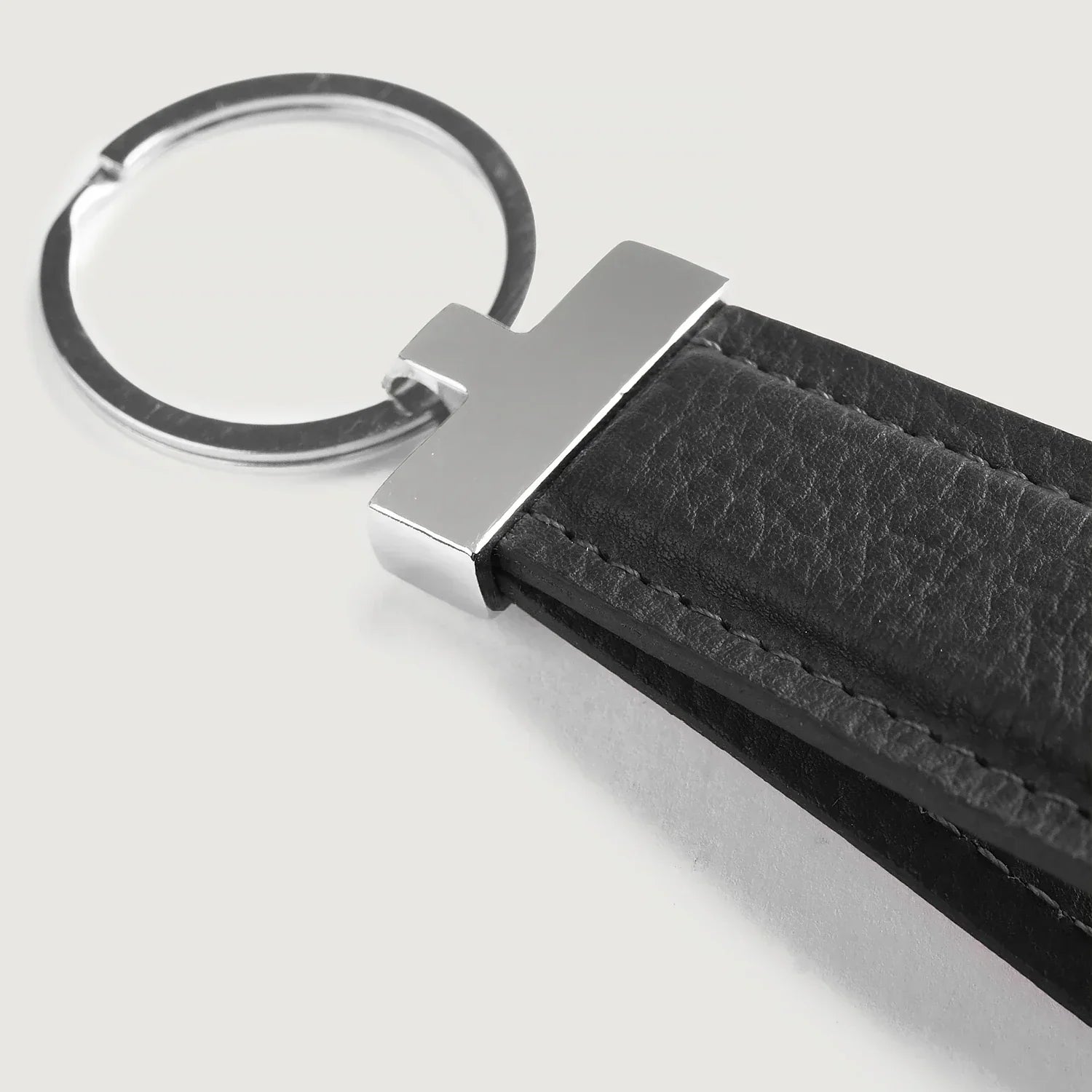 Elroy Black Leather Keychain