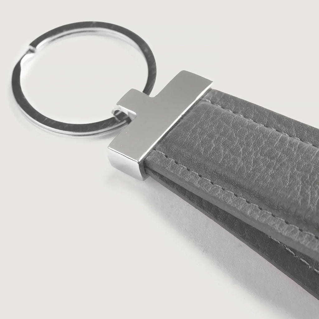 Elroy Grey Leather Keychain