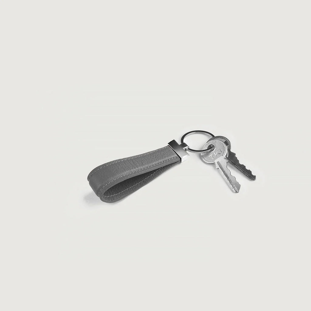 Elroy Grey Leather Keychain