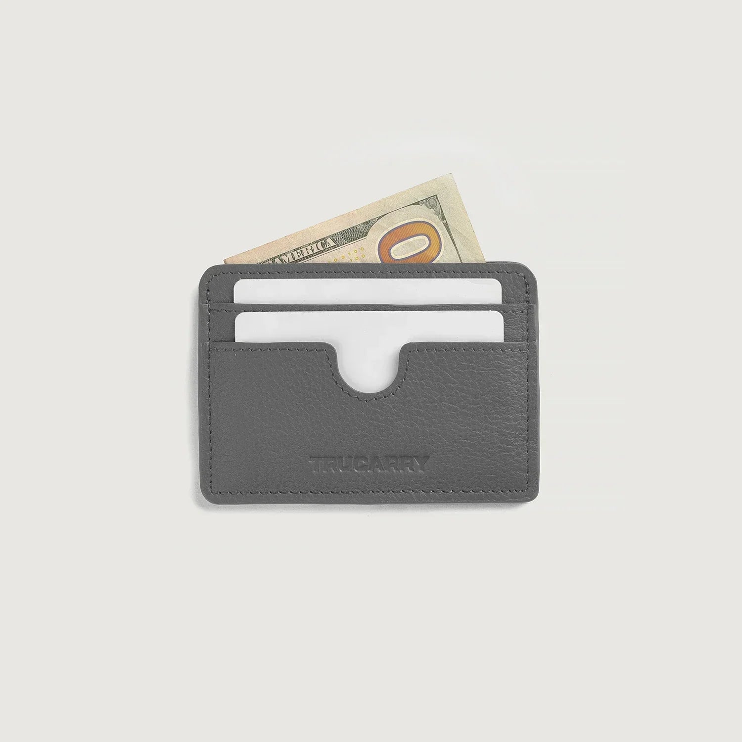 Karl Grey Leather Card Holder