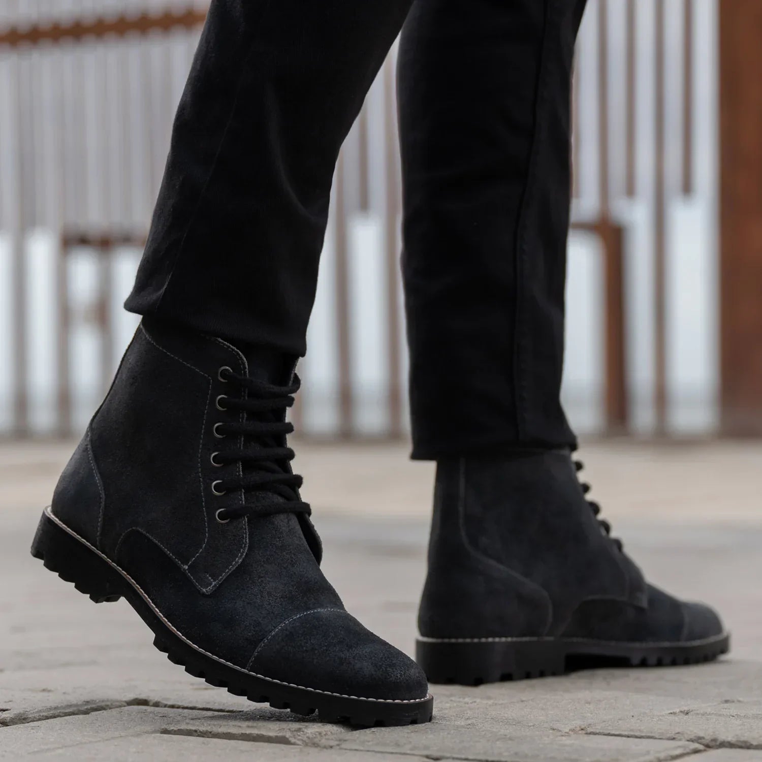 Knight Derby Grey Suede Leather Boots - TerraGrip