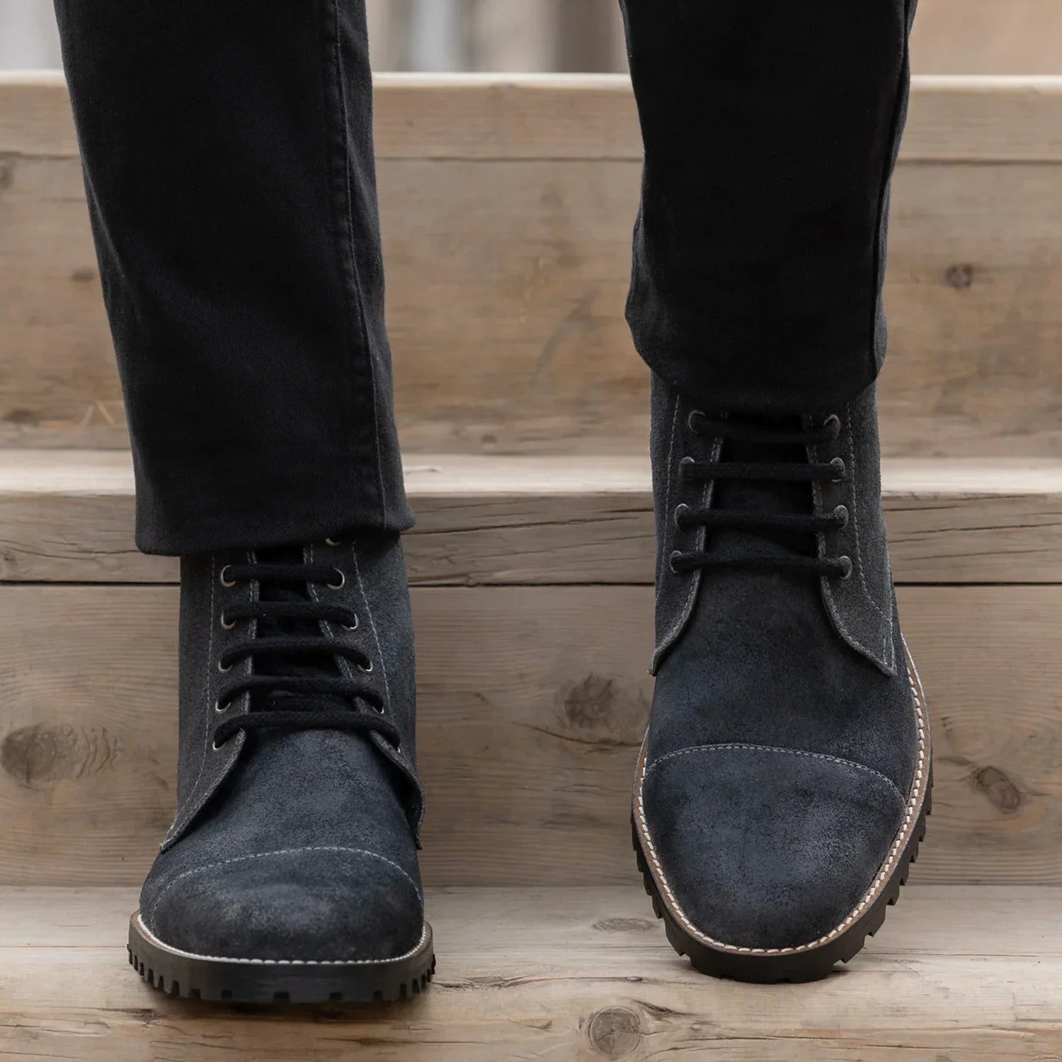 Knight Derby Grey Suede Leather Boots - TerraGrip