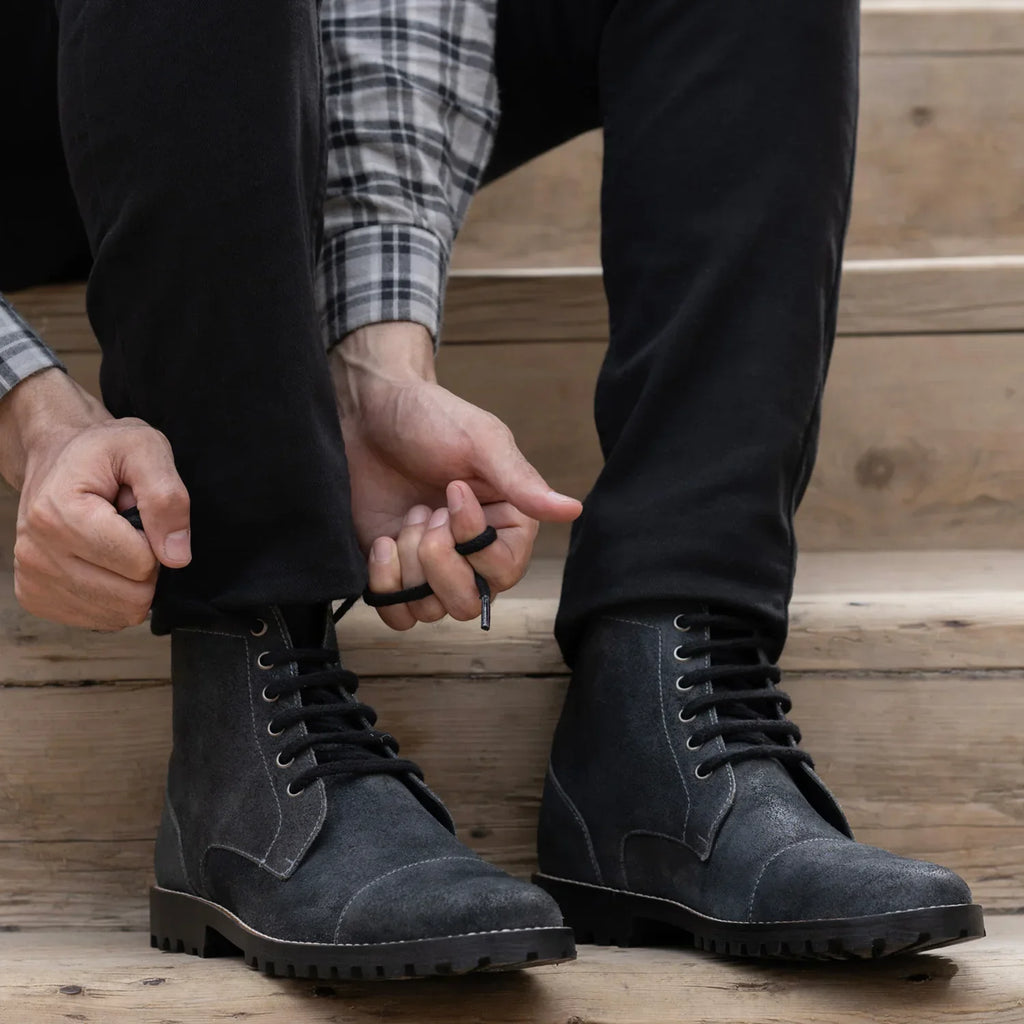 Knight Derby Grey Suede Leather Boots - TerraGrip