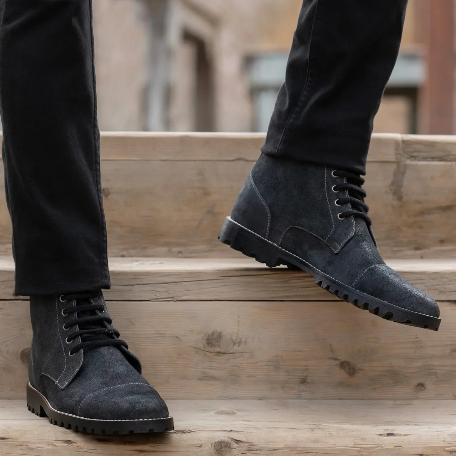 Knight Derby Grey Suede Leather Boots - TerraGrip