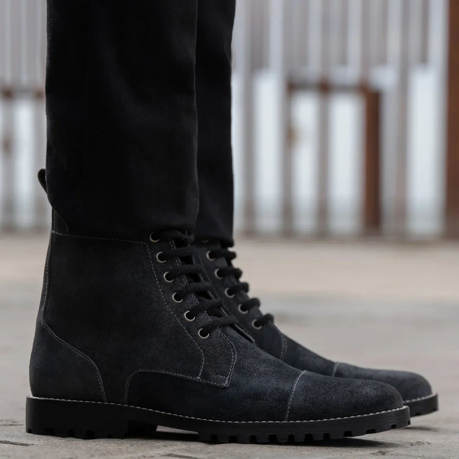 Knight Derby Grey Suede Leather Boots - TerraGrip