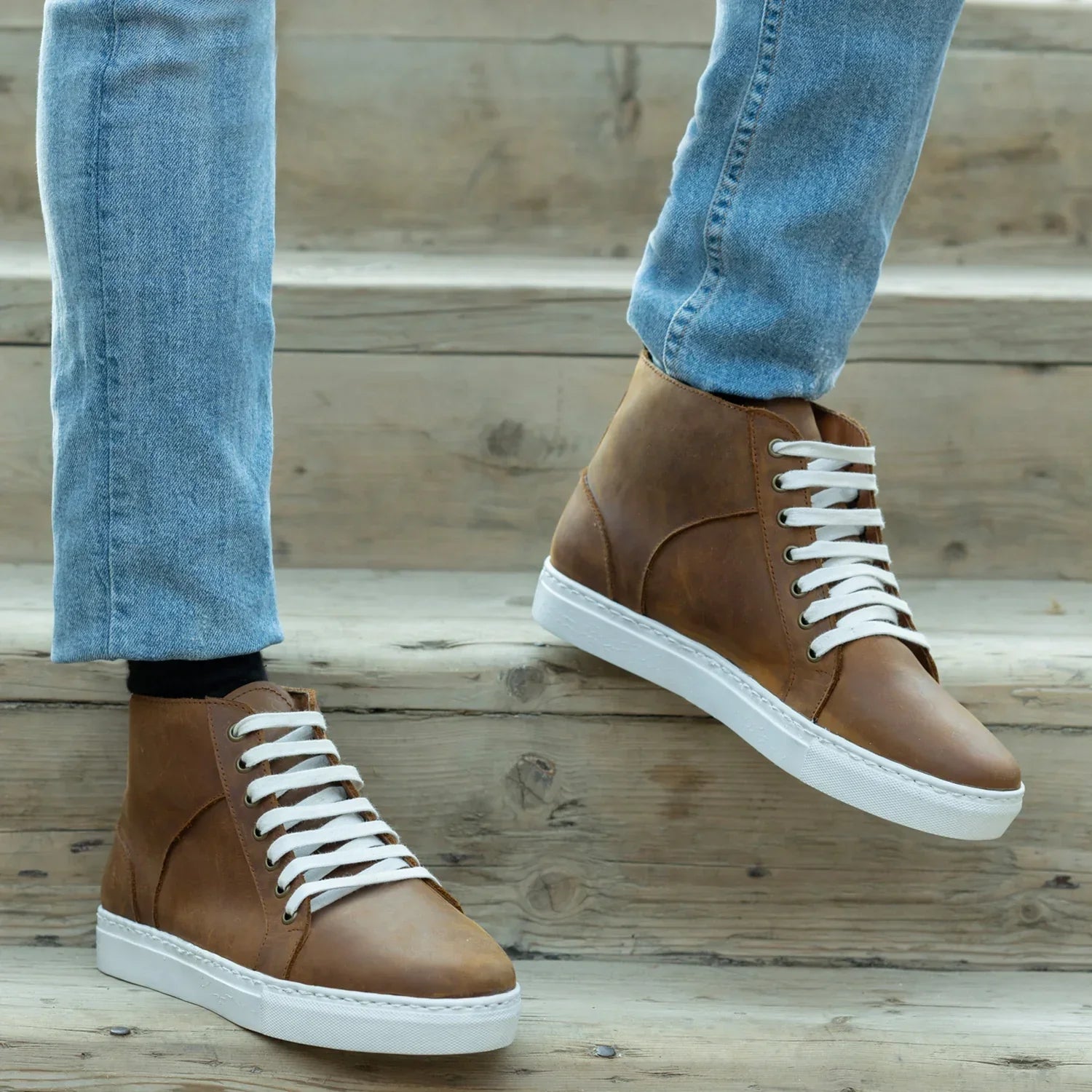 Marty High Top Burnt Copper Pullup Leather Sneakers