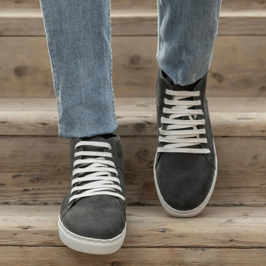 Marty High Top Grey Suede Leather Sneakers