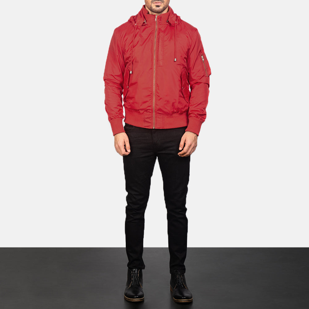 Hanklin Ma-1 Red Hooded Bomber Jacket
