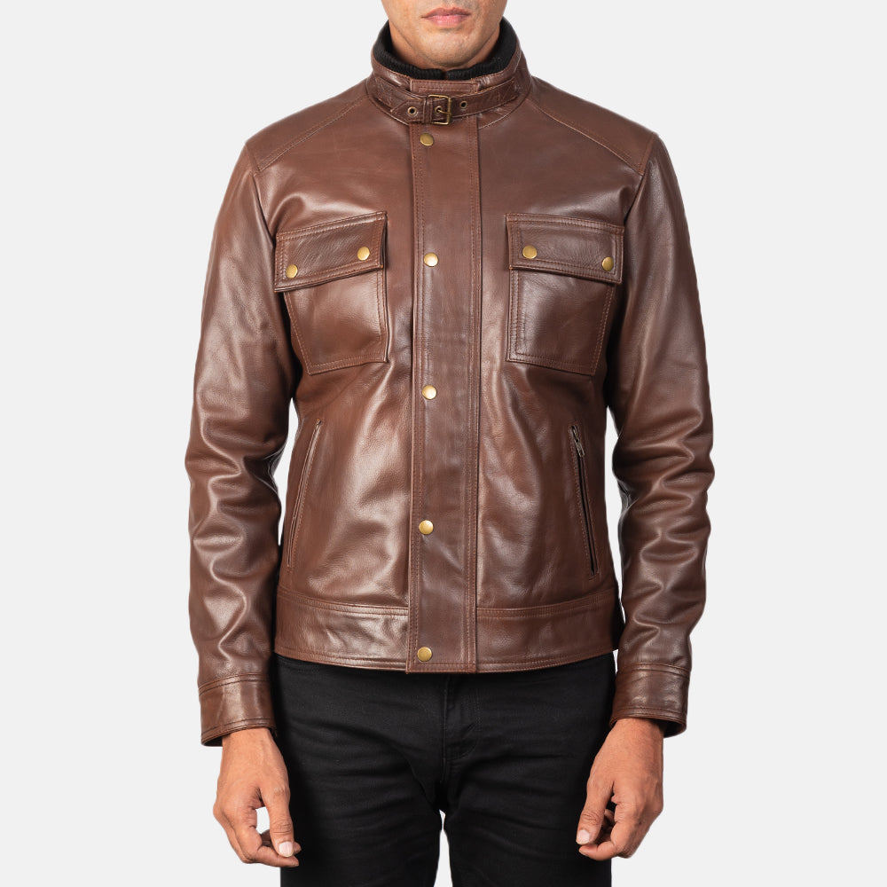Darren Brown Leather Biker Jacket