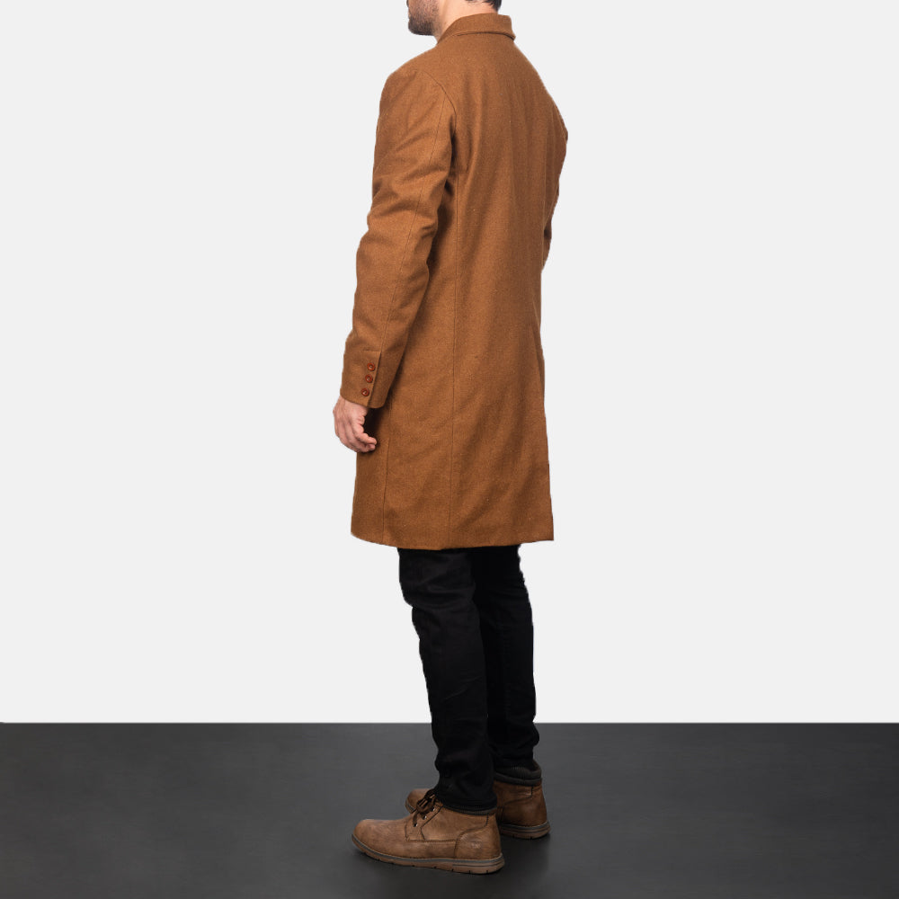 Claud Khaki Wool Double Breasted Coat
