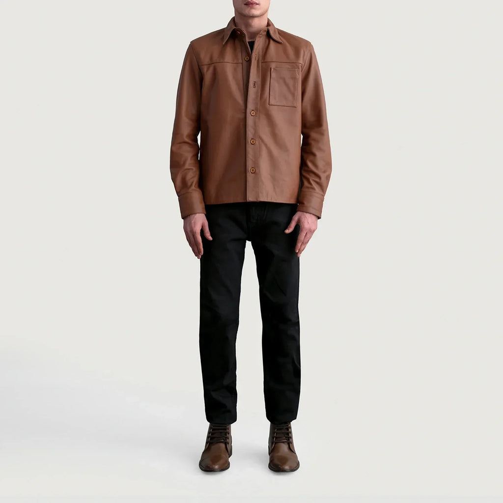 Scout Matte Brown Leather Shirt