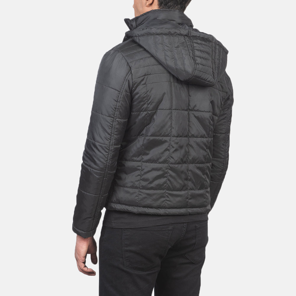 Alps Quilted Black Hooded Windbreaker Jacket