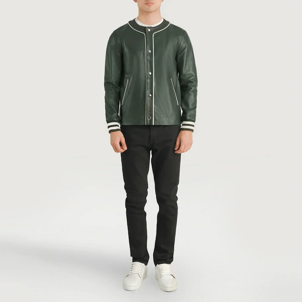 Willis Green Leather Varsity Jacket