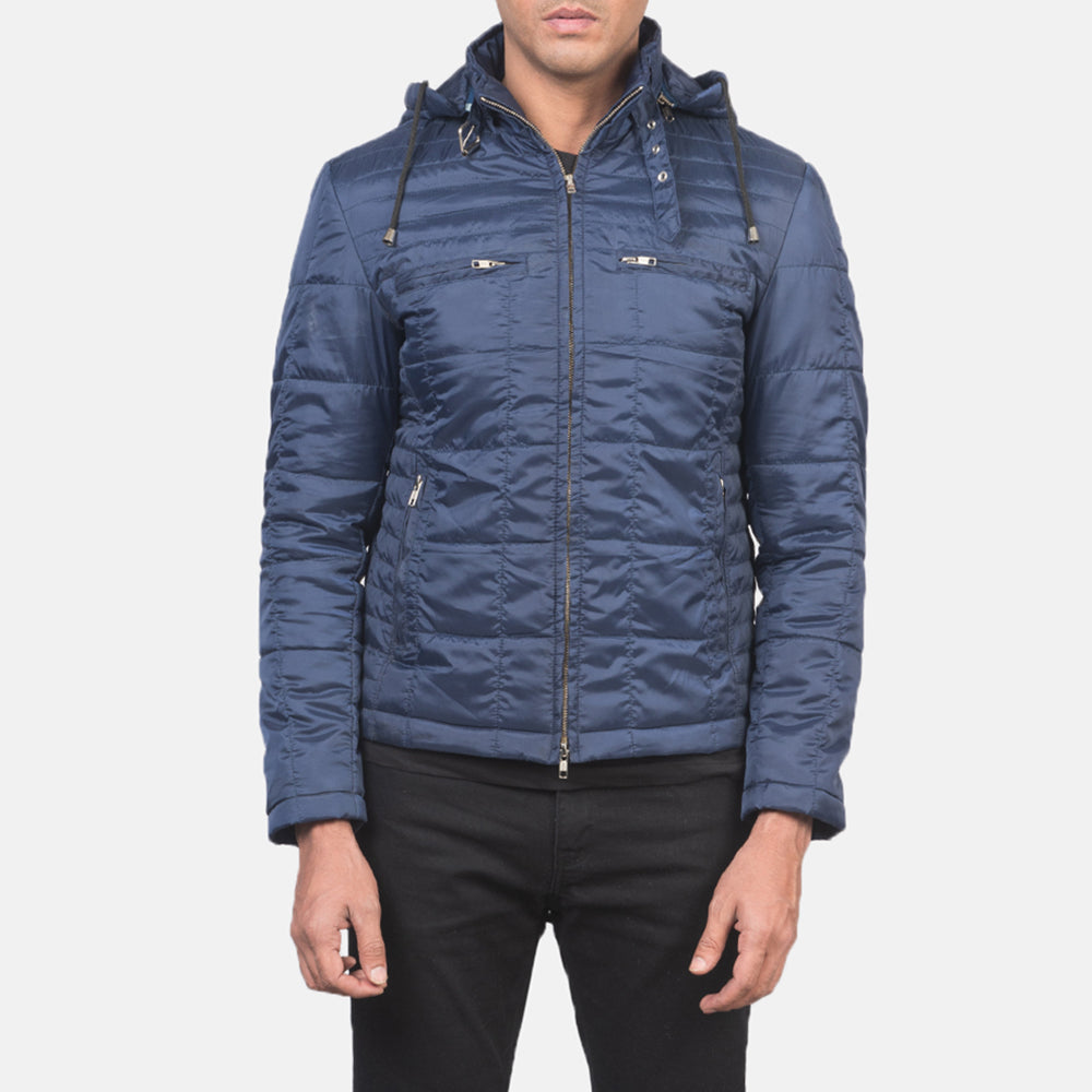 Alps Quilted Blue Hooded Windbreaker Jacket