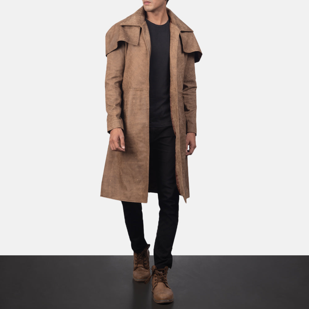 Army Brown Leather Duster