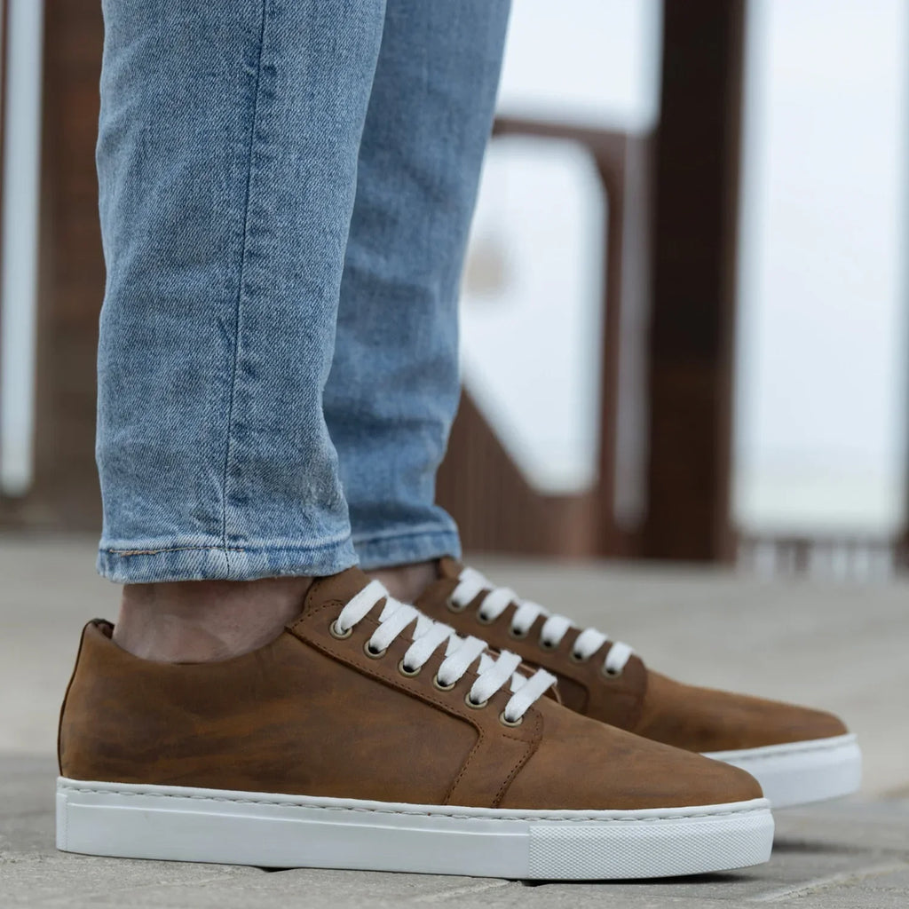 Murphy Low Top Burnt Copper Pullup Leather Sneakers