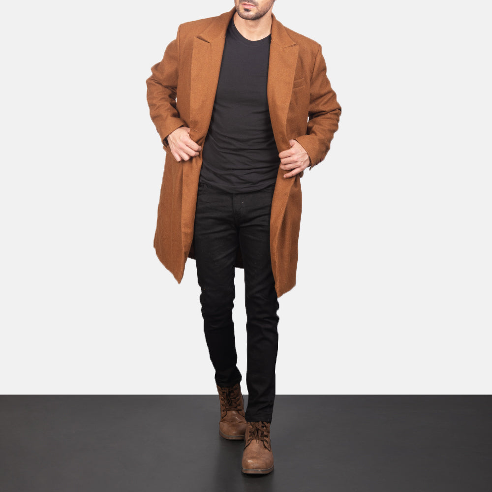 Claud Khaki Wool Double Breasted Coat