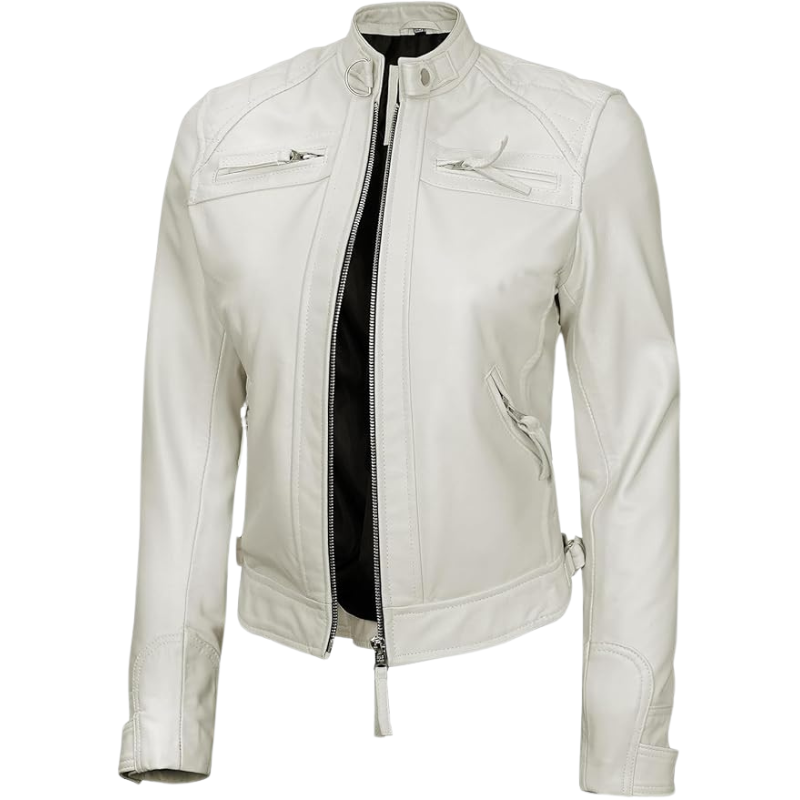Women's Faux Leather Cafe Racer Jacket
