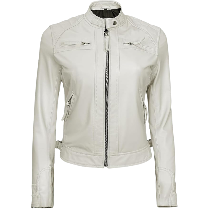 Women's Faux Leather Cafe Racer Jacket