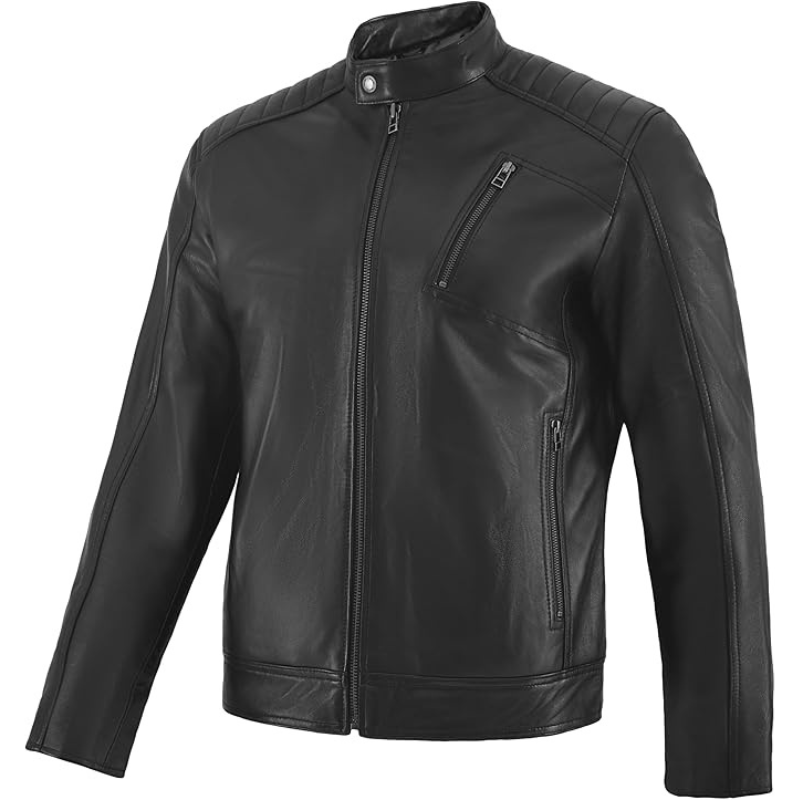 Men's Real Lambskin Leather Biker Jacket