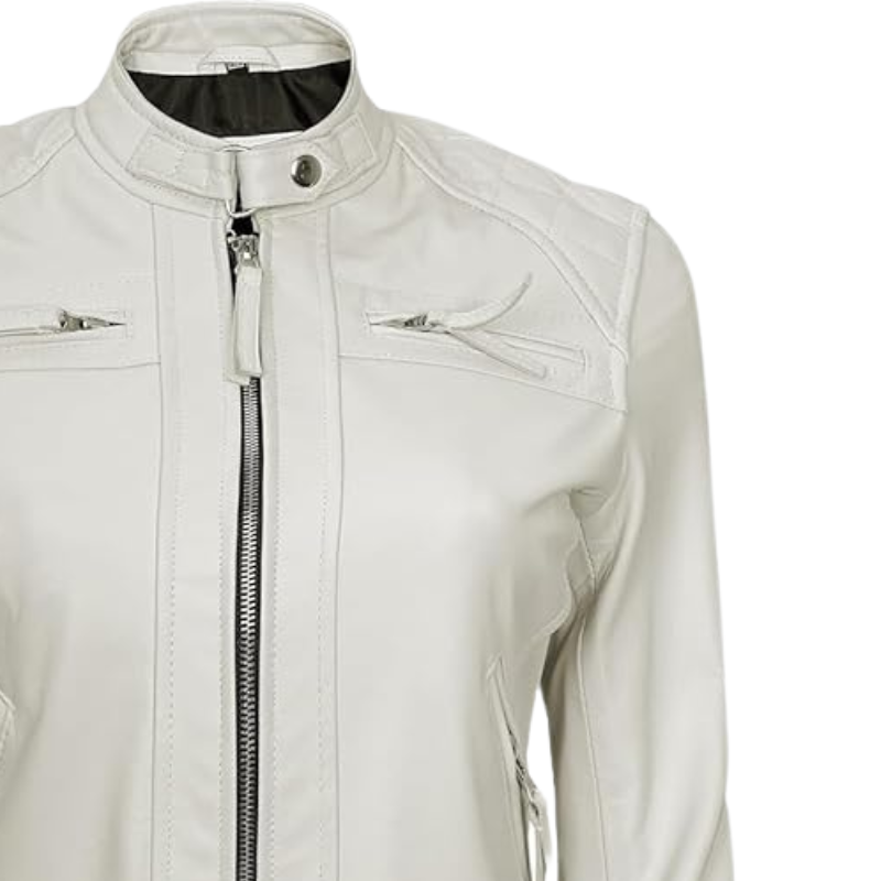 Women's Faux Leather Cafe Racer Jacket