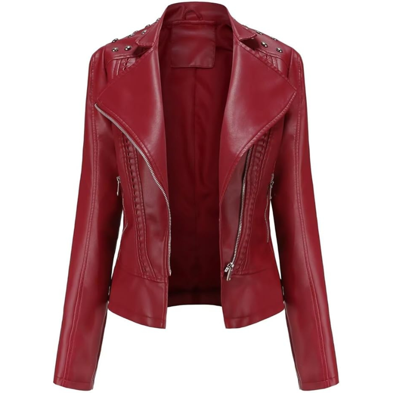 Women's Studded Faux Leather Biker Jacket