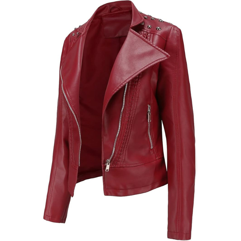 Women's Studded Faux Leather Biker Jacket