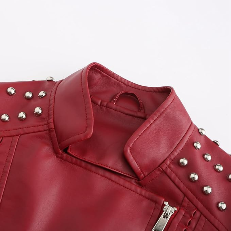 Women's Studded Faux Leather Biker Jacket