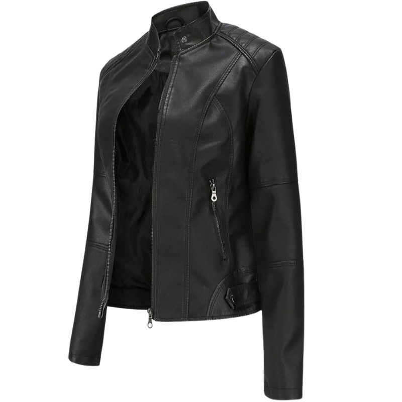 Women's Studded Floral Faux Leather Jacket