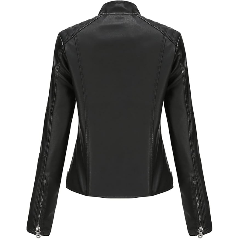 Women's Studded Floral Faux Leather Jacket