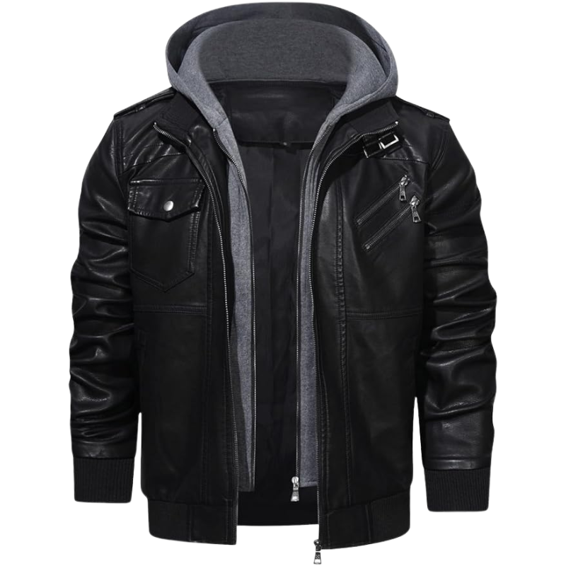 Men's Stand Collar Faux Leather Jacket