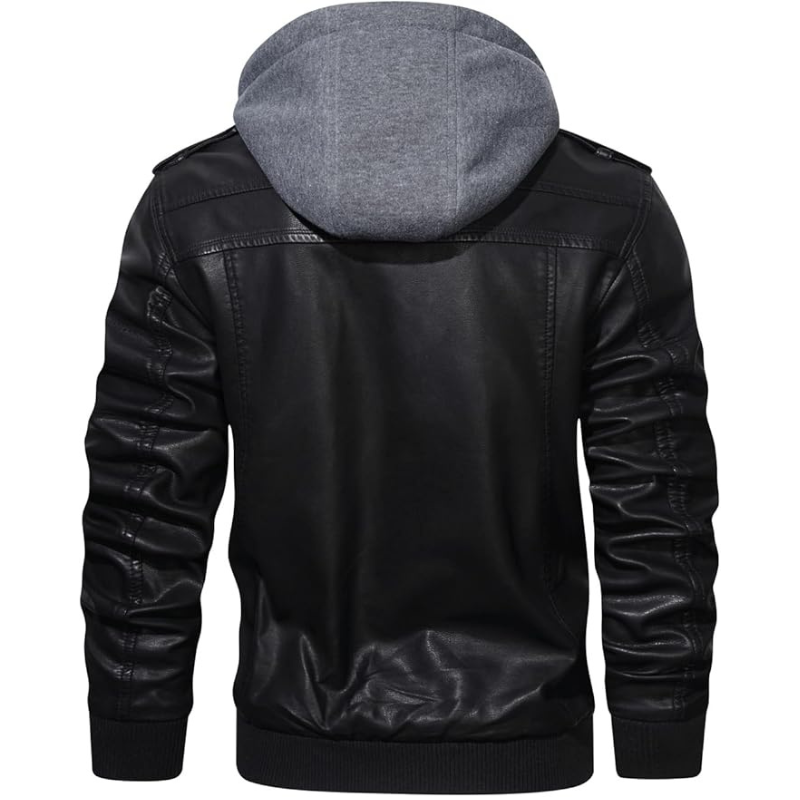 Men's Stand Collar Faux Leather Jacket