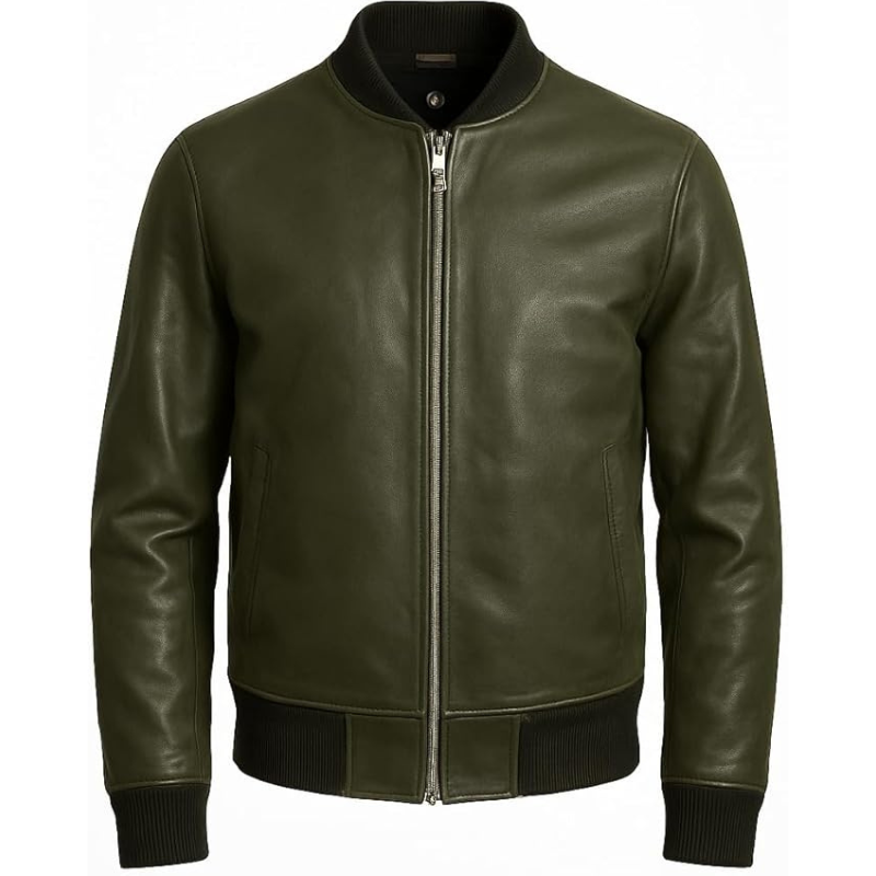 Men's Premium Lambskin Leather Bomber Jacket